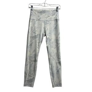 Lululemon Leggings Womens 6 Gray Floral Print Mid Rise Ankle Yoga Pants Stretch